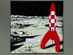 Hergé émaille Fusée Tintin marche sur la Lune 1m