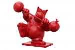 Geluck Le Chat sculpture : Le Chaltérophile rouge