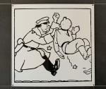 Emaille Soviets : Tintin et le policier N/B 45cm