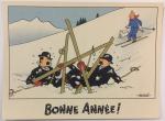 Carte neige Dupond Dupont ski Bonne année Hergé