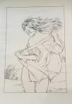 Osi illustration encre Chine fille plage n° 3