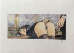 Manara Petite culotte sur le billard Offset signé