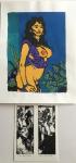 Pinelli Sérigraphie sexy girls + 2 signets signés 