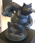 Geluck Le Chat sculpture : Petit Discobole bronze