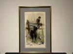 Follet Jeune homme la chèvre aquarelle originale