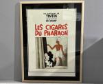 Hergé Tintin sérigraphie Cigares Pharaon n/b