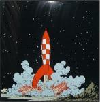 Emaille : Alunissage fus�e sur la Lune