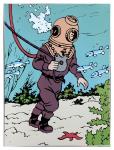 Emaille Rackham : Tintin scaphandre marchant