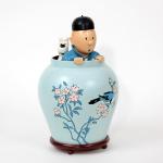 Tintin Milou potiche ou jarre : Lotus Bleu